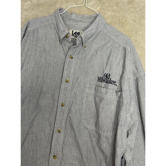 Lee Sport Men’s XL Old Milwaukee Embroidered Long Sleeve Button Up Vintage‎ Y2K - Picture 1 of 8